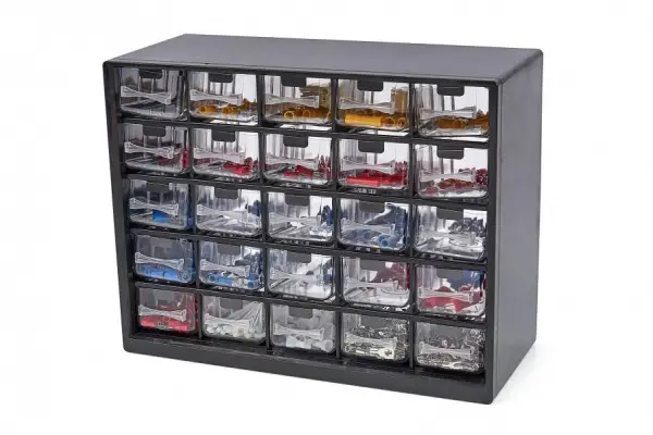 HBM 1012-delig kabelschoen assortiment in 25 laden ladenkast