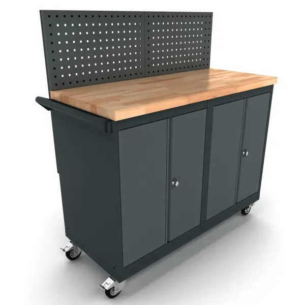 BULLRAM verrijdbare werkbank 2 x 2 deuren kast incl. gereedschapswand