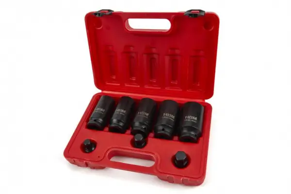 HBM 8-delige aandrijfas doppenset, montageset met 1/2" opname