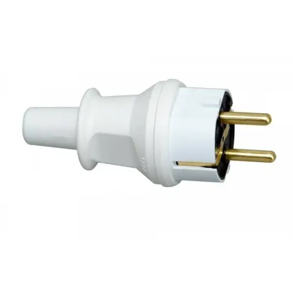 Kopp stekker met randaarde pvc kort wit