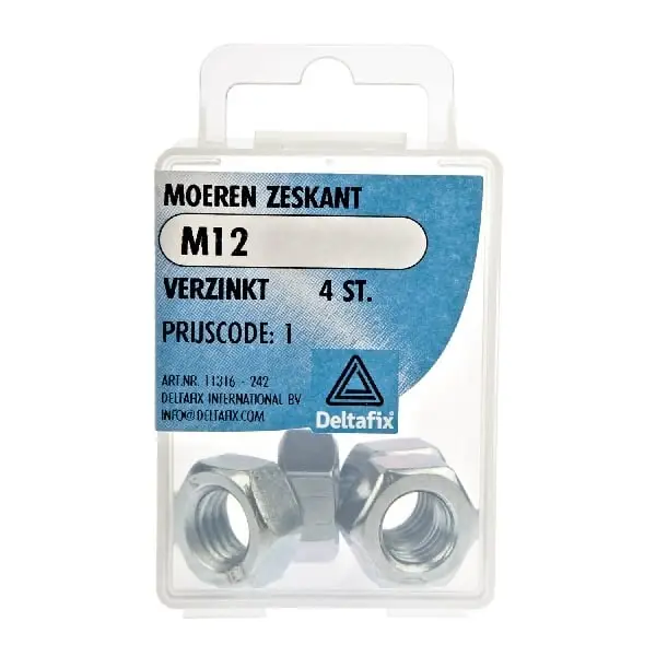 Deltafix Moeren zeskant M12 4 stuks