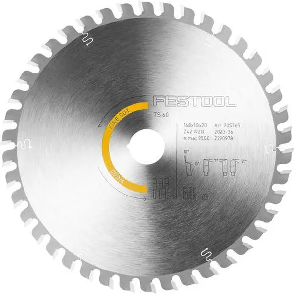 Festool Ø 168mm Asgat 20mm 42T Cirkelzaagblad voor Hout | Wood Fine Cut - 205765