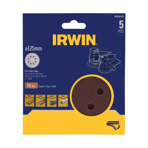 IRWIN Schuurschijven excentrisch diameter 125mm met klittenband, K60