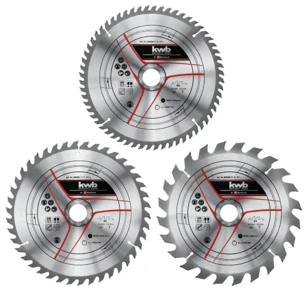 KWB Zaagblad-set 250 x 3,2 x 30mm - 24, 42 & 60 Tands