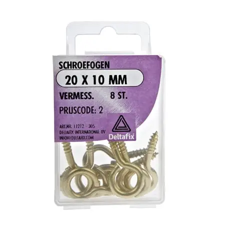 Deltafix Schroefogen vermessingd 20x10 mm 8 stuks