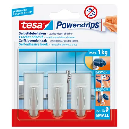 Tesa Powerstrips Haak 1,4 x 3,4cm - 3 Stuks