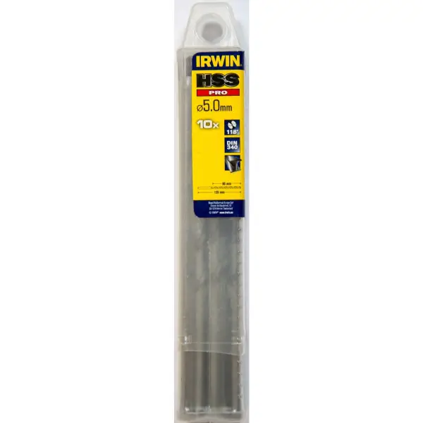 IRWIN HSS PRO Metaalboor (lang) 118° 5.0mm 10PCS