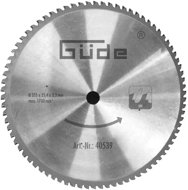 Güde zaagblad 72T voor GMK 350TA