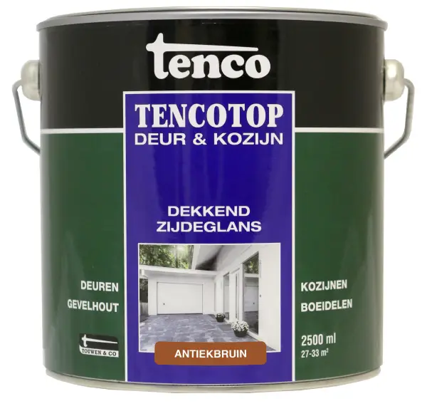 Tencotop Deur & Kozijn Dekkend Zijdeglans Antiekbruin - 2,5 L