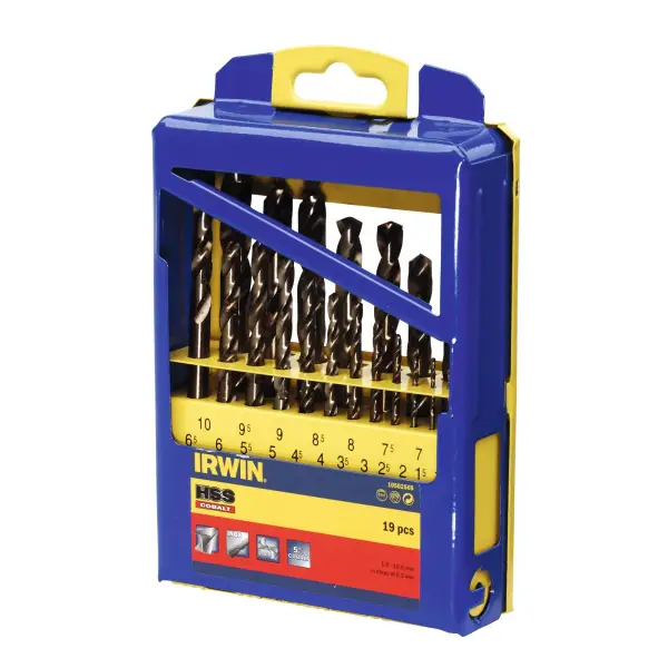 IRWIN HSS Metaalboor 135° Cobalt, 19PCS Set in metalen koffer: 1,0 - 10,0 mm