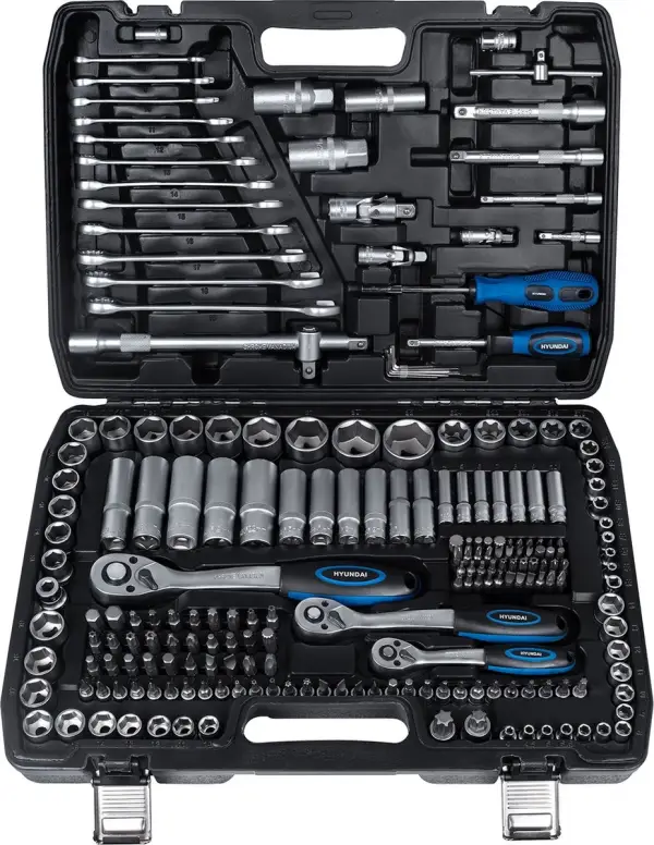 HYUNDAI doppen set 216-delig - Inclusief koffer - Ergonomische handgrepen - Chroom-vanadiumstaal