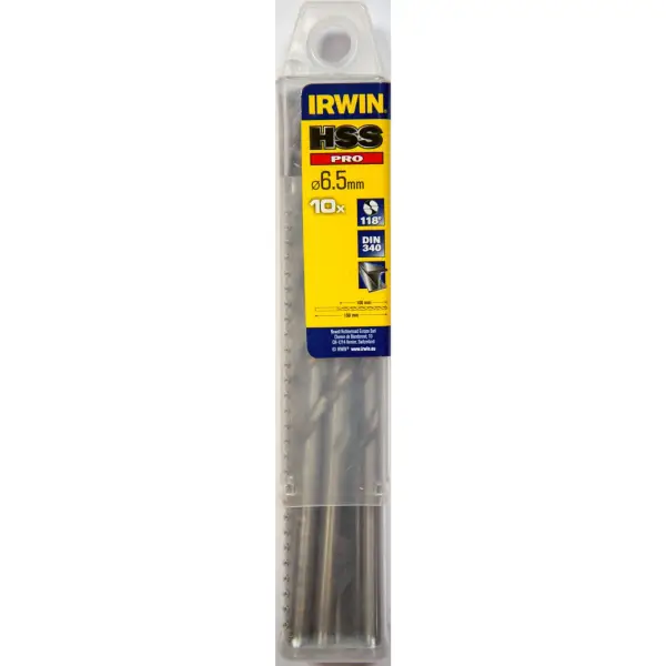 IRWIN HSS PRO Metaalboor (lang) 118° 6.5mm 10PCS