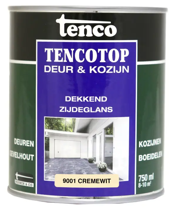 Tencotop Deur & Kozijn Dekkend Zijdeglans RAL 9001 Crème Wit - 750 ml