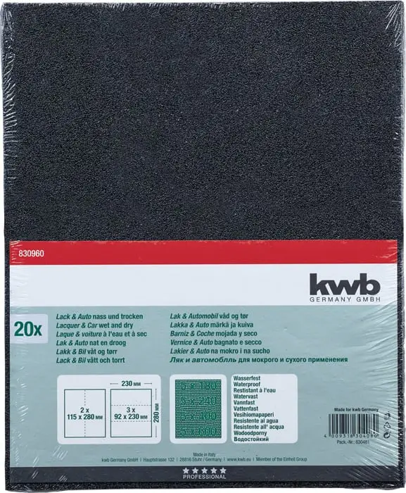 KWB Schuurpapier 230x280mm Waterproof 20st.