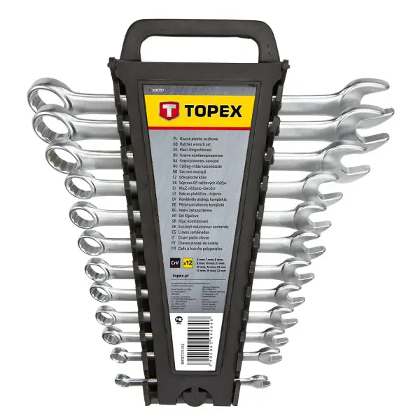 TOPEX Ring/steeksleutelset 6-22mm