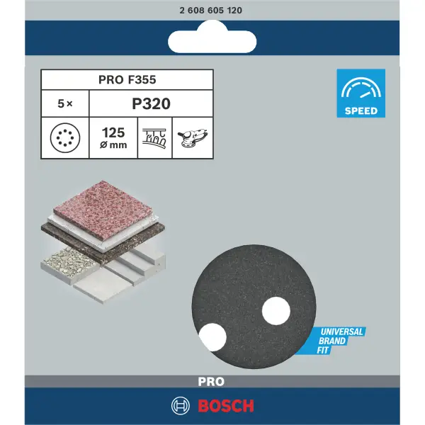Bosch Professional PRO F355 schuurschijf voor beton & steen | 125 mm | K320 - 2608605120