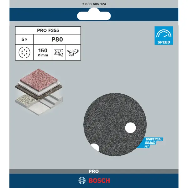 Bosch Professional PRO F355 schuurschijf voor beton & steen | 150 mm | K80 - 2608605124