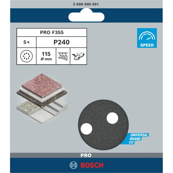 Bosch Professional PRO F355 schuurschijf voor beton & steen | 115 mm | K240 - 2608605561