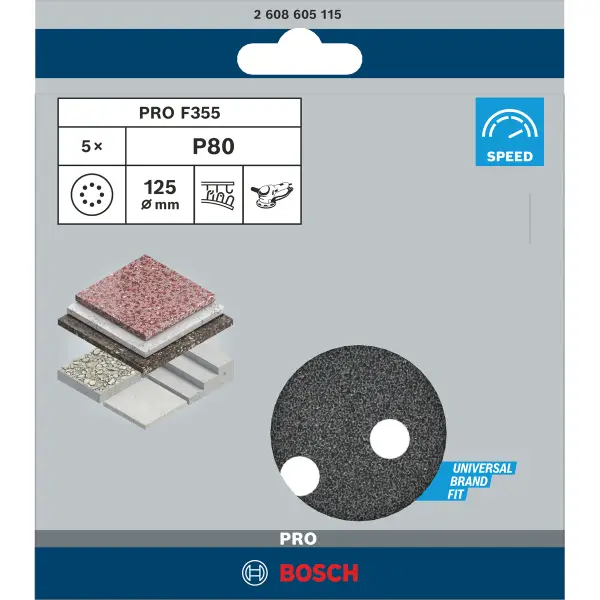 Bosch Professional PRO F355 schuurschijf voor beton & steen | 125 mm | K80 - 2608605115