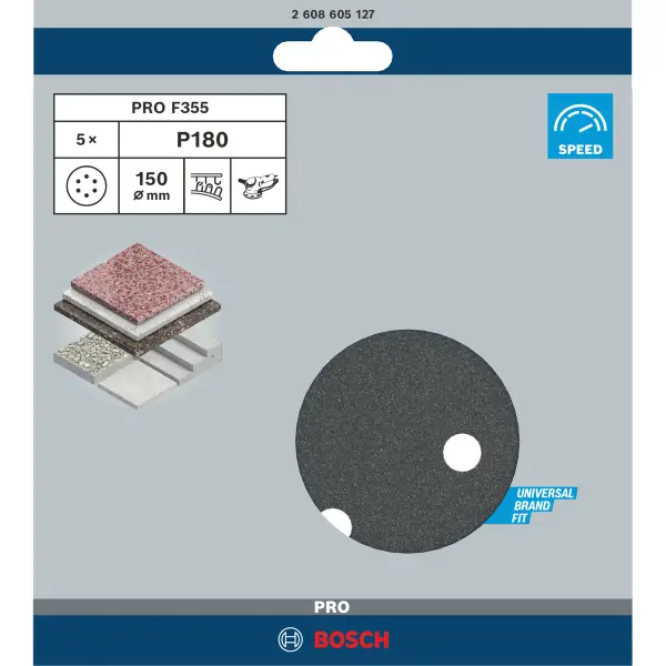 Bosch Professional PRO F355 schuurschijf voor beton & steen | 150 mm | K180 - 2608605127