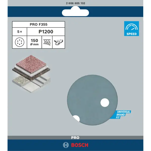 Bosch Professional PRO F355 schuurschijf voor beton & steen | 150 mm | K1200 - 2608605132