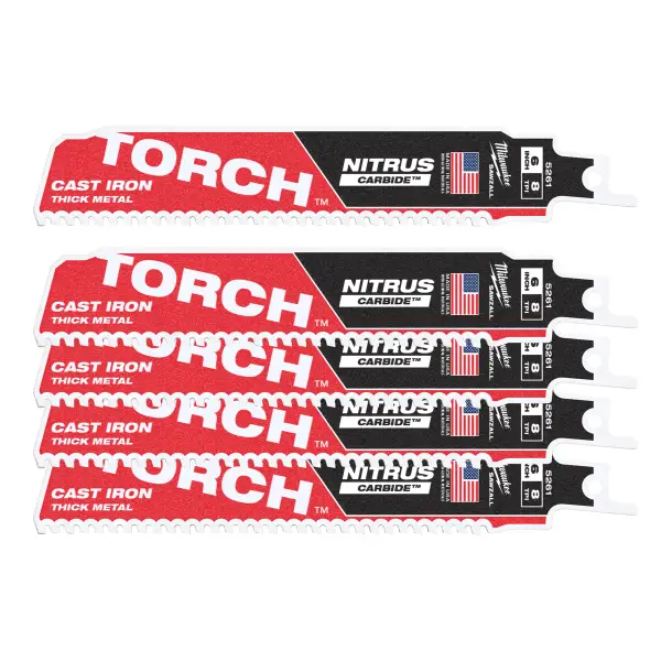Milwaukee Reciprozaagblad SAWZALL metaal 150 mm Carbide TORCH NITRUS 8 TPI (5 stuks) - 48475561