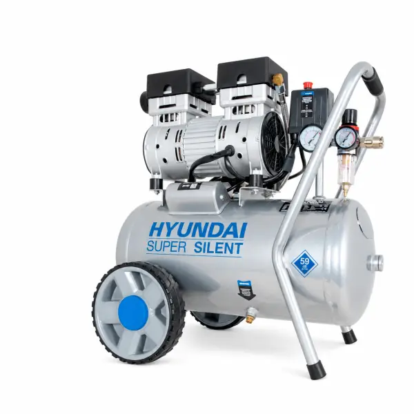 Hyundai 750 Watt Silent Compressor 24 Liter – 8 Bar, Olievrij en 59 dB(A) | SAC55752
