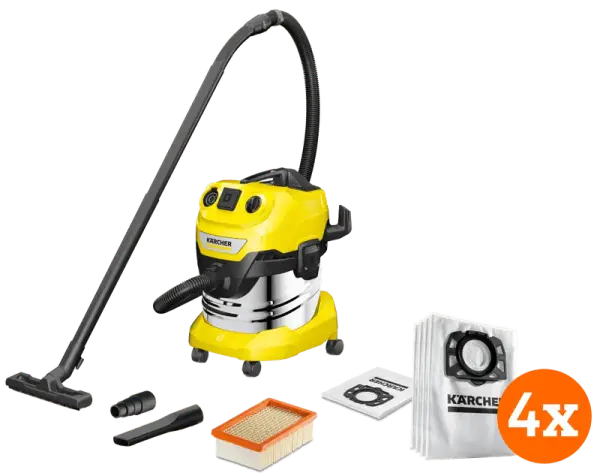 Karcher WD 4 P S V-20/5/22 + Karcher Stofzuigerzak voor WD 4/5/6 (4x)