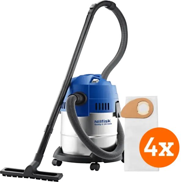 Nilfisk Buddy II 18 Inox + Nilfisk Stofzakken voor Buddy II (4x)