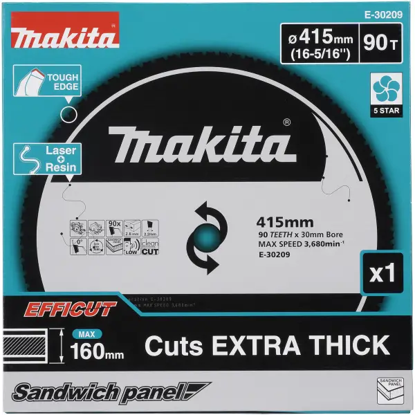 Makita E-30209 Cirkelzaagblad Sandwichpaneel Efficut 415 x 2,6 x 30 mm 90-tands