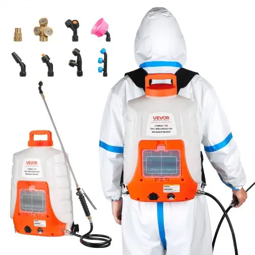 VEVOR Draadloze drukspuit 15L Rugspuit 8Ah Lithium-ion accu Drukspuit 90PSI Meststofspuit 4,1L/min Tuinspuit met schouderbanden Plantenspuit Tuinirrigatie Desinfectie Autowasstraat