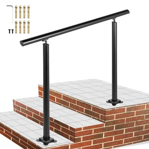 VEVOR Leuning, Trapleuning Lengte 86,4 cm, Leuning Wandleuning Wandtrap 91,4 cm,Trapleuning Hoogte, Roestvrij Staal met Metalen Pluggen, Banister Rail Support Kit Gepolijst RVS Voor Binnen en Buiten