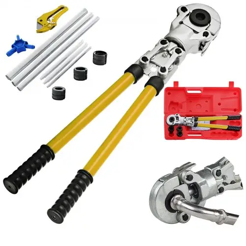 VEVOR pers-tangen TH 16, TH 20, TH 26, TH 32, krimptang pers-tang Ø 16-32 mm, pijppers-tang geel, stalen krimptang met ergonomische en antislip handgreep, pijppers-tang 530-750 mm uitschuifbaar