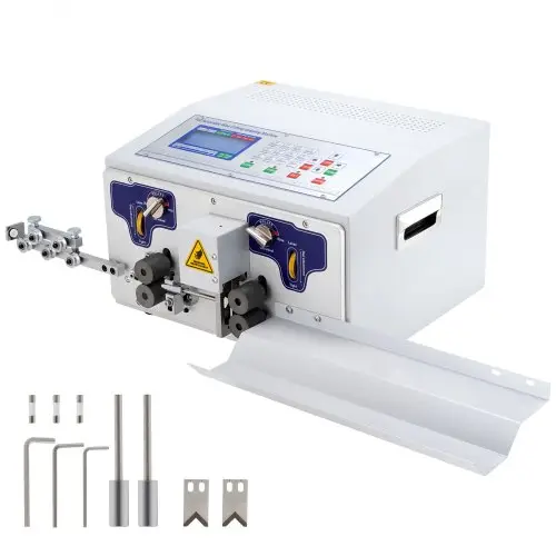 VEVOR Automatische Computergestuurde Draadstripmachine 300W, Kabelknipmachine 1-100.000mm, 230V Draadbuigmachine Max. Kanaaldiameter 10mm, Kabelschilmachine met LCD-scherm en Richter