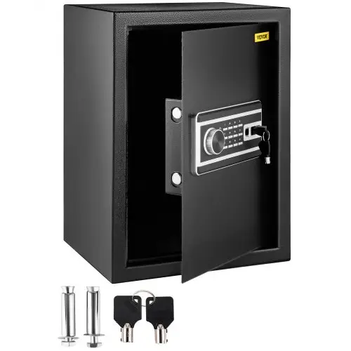 VEVOR Elektronische Kluis, Zwarte Digitale Kluis 60 L, Gemaakt van het 1,2mm Dikke Q235 Massief Stalen Bord met 4 Ontgrendelingsmethodes voor Thuis, Hotel, Kantoor