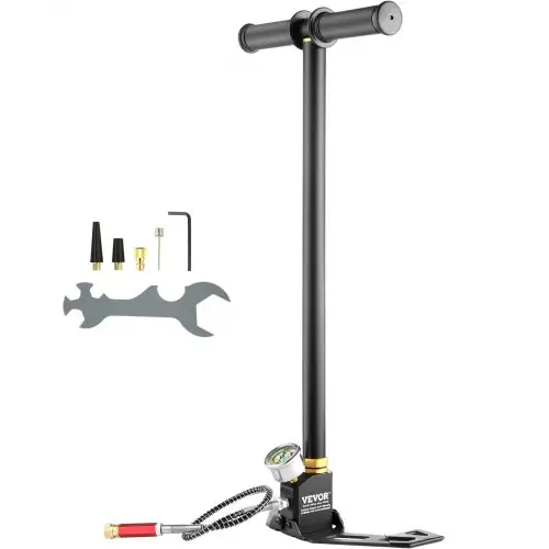 VEVOR pcp-pistoolpomp, 3-traps handbeugelpomp met hoogwaardig roestvrij staal 301, stijgbeugelpomp 4500 psi (0-30 MPa), PCP-luchtpistoolgeweer, pcp-pomp met drukmeetbereik: 0-5800 psi (0-40 MPa)