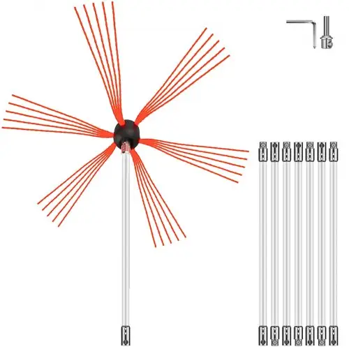 VEVOR Schoorsteenborstel Schoorsteenvegerbezem Schoorsteenvegerborstel Schoorsteenbezem Wit met sleutelmaat 17 mm, flexibele borstelkop Nylon schoorsteenreinigingsset