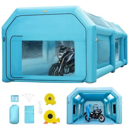 VEVOR Opblaasbare Spuitcabine 6x3x2,5m Werktent Blauw Lakcabine van 210D Oxford-stof en PVC met Inflatieventilator en Ventilatieventilator voor het Schilderen van Auto's, Kamperen in de Buitenlucht