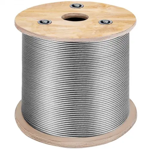 VEVOR 316 roestvrijstalen kabel staaldraad 7x7 150 M, staaldraad staaldraad afmeting 30 x 30 x 25 cm, roestvrijstalen kabel roestvrij breeksterkte 650 kg voor lichte industrie bruggen etc.
