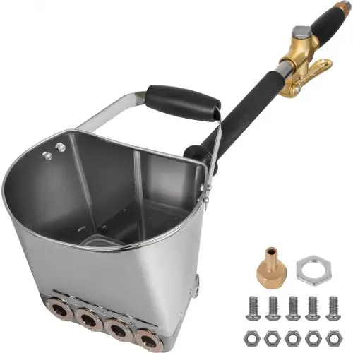 VEVOR pleisterspuit 4 straals, 4,6 lb professionele muurmortelspuit, spuitpistool 35 x 20 x 25 cm, zilverkleurige stucspuit 2,1 kg, voor muren plafonds cementmortelspuitmachine
