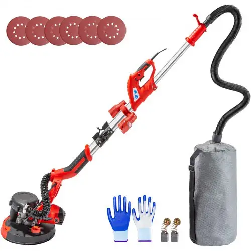 VEVOR 225 mm excentrische schuurmachine, schuurmachine 710W, schuurmachine 800-1750 tpm, 3 m netsnoer met LED-spotlights op de handgreep, stofzuigerzak, handschoenen, veiligheidsbril