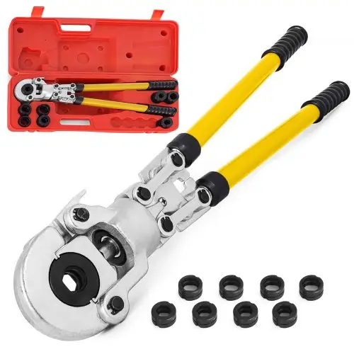 VEVOR pers-tangen U16, U20, U25, U32, TH16, TH20, TH26, TH32 mm, pers-tang 6 T drukkracht, buispers-tang met 360° draaibare kop en ergonomische handgreep, buispers-tang draagbaar Ø16-32 mm