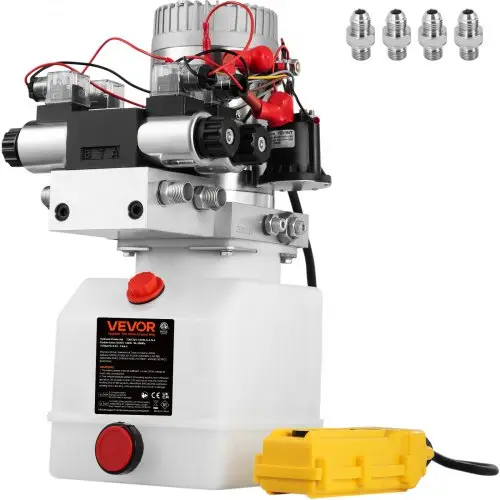 VEVOR 12V hydraulische pomp met dubbelwerkende dubbele magneet, 4,5L hydraulische eenheid, kieppomp ZZ004234 Elektrische hydraulische pomp