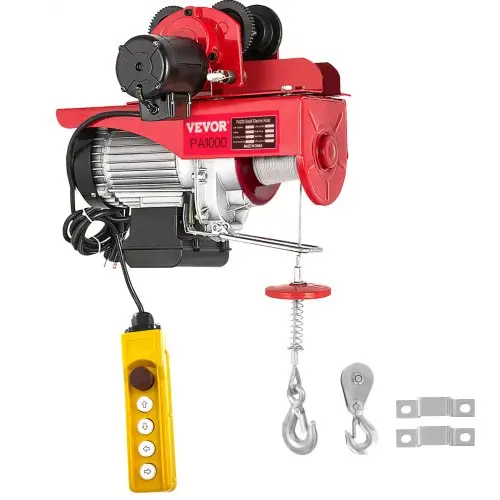 VEVOR Elektrische lier 220V Elektrische kettingtakel 1000kg 1800W met bekabelde afstandsbediening 1,4m elektrische lier voor werkplaats, garage, magazijn, industrie, heffen van zware lasten