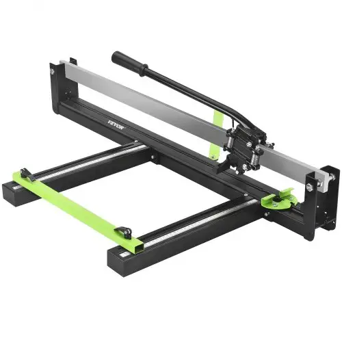 VEVOR 800mm blauwe handmatige tegelsnijder met nauwkeurige laserpositionering en antislip rubberen oppervlak. Enkele rail en beugel, geschikt voor porseleinen en keramische vloertegels.