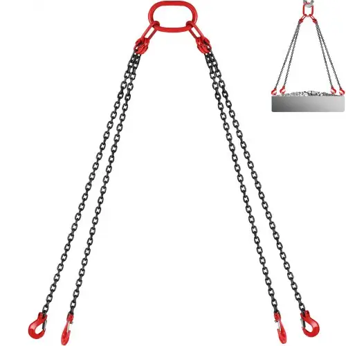 VEVOR kettingstroppen, 5/16 inch x 10 voet hijskettingen met haken, G80 motortakels, hijskettingen met een hefvermogen van 11000 lbs/5 ton voor motortakels, motortakelketting met 4-potige grijphaak