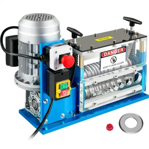 VEVOR Elektrische Draadstripmachine Blauw Elektrische Koperdraad Stripper 1,5-38 mm Automatische Elektrische Draadstripmachine Gemaakt van Aluminium, Acryl en Koperdraad met 370 W Hogesnelheidsmotor