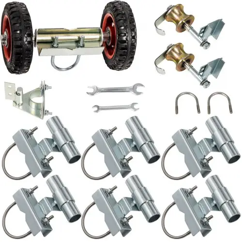 VEVOR Schuifdeurbeslag, 201 RVS Gegalvaniseerd staal schuifdeur systeem, 18x31,5x30 cm Schuifdeur Set, 14 kg Railset, Keten Link Rolling Gate Kit voor Schuifdeuren op Boerderij Weiden Pluimveestallen