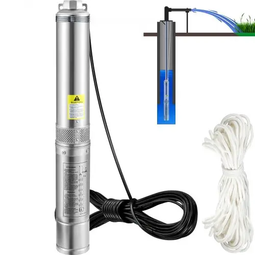 VEVOR 3" diepe bronpomp 750W bronpomp 100L/min dompelpomp max. opvoerhoogte 66m leidingpomp 230V 50Hz zandpomp IP68 waterpomp 16 waaierniveaus pomp Ideaal voor irrigatie of watervoorziening