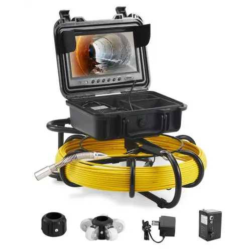 VEVOR Pijpinspectiecamera 50m 9 inch inspectiecamera 1 megapixel rioolcamera 720p endoscoopcamera 12V 4500mAh lithiumbatterij 6 uur gebruiksduur Pijpinspectiecamera IP68 voor rioleringen, afvoersystemen en afvoeren